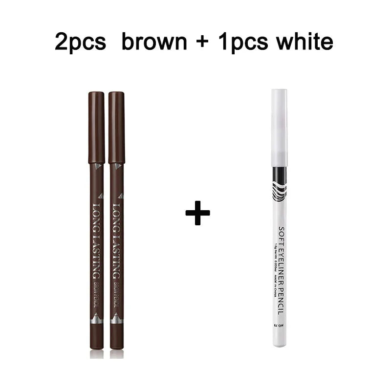 2pcs MENOW 3 colors Long Lasting Waterproof  Eyebrow Pencils Double Use Wooden Pole Eyeliner Permanent Makeup Tattoo Accessories