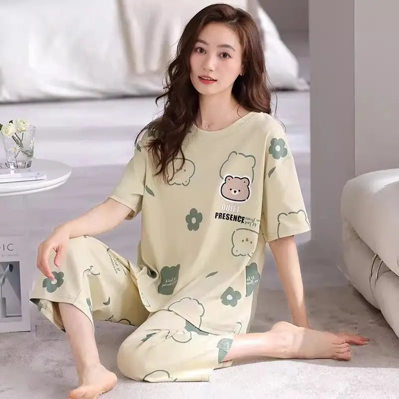 Sleepwear Set Women Short Pajamas for Women Women's Summer Pajamas Pajama Sets Pijama Woman Home Wear Panties Sleep Lounge