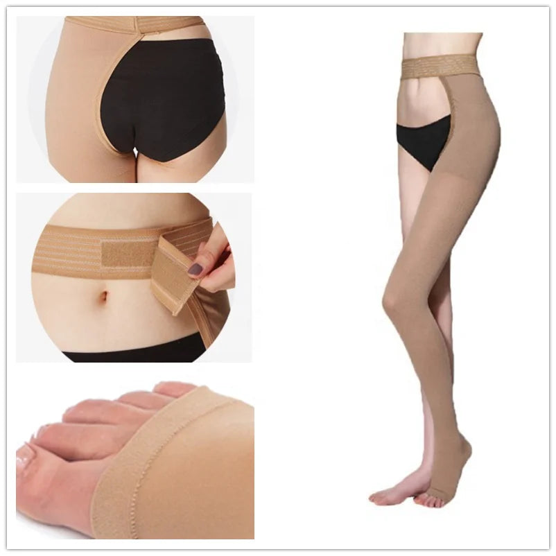 Legbeauty 20-30mmHg Medical Thigh High Compression Stockings Unisex Open Toe Varicose Veins Sock Single Leg Lymphedema Pantyhose