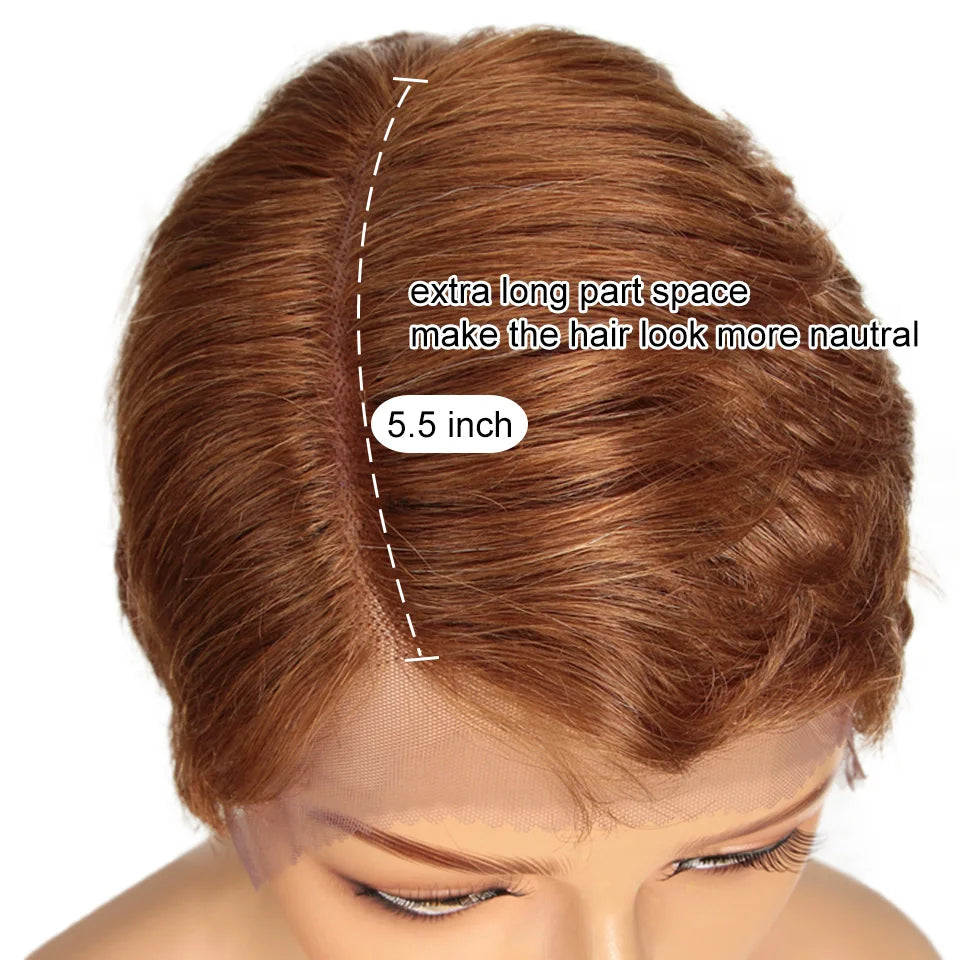 Lekker Black Short Pixie Cut 13X1 C Part Lace Front 100% Human Hair Wigs For Women Glueless Brazilian Remy Hair Straight Wigs