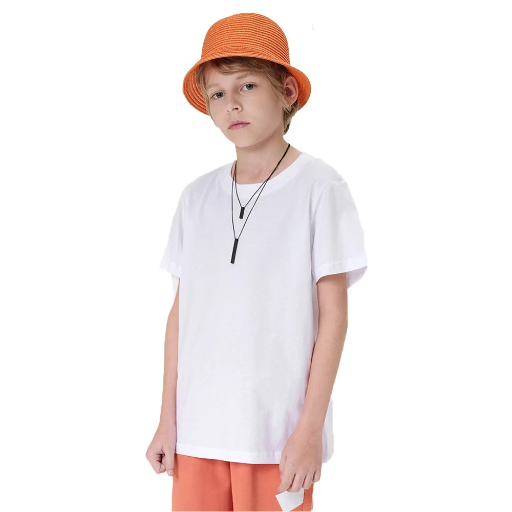 2-16 Years Boys Tshirts Cotton Short Sleeve Girls Clothes Summer Solid T-shirt Teenage Children Tees Kids Korean Top Baby  Cloth