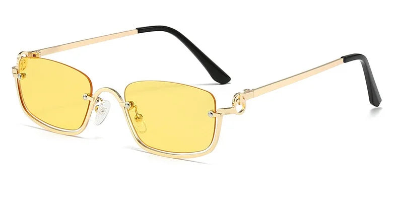 Half Frame Square Sunglasses for women Luxury Brand Small Metal Retro Rectangle Black Sun Glasses Woman Fashion Eyewear