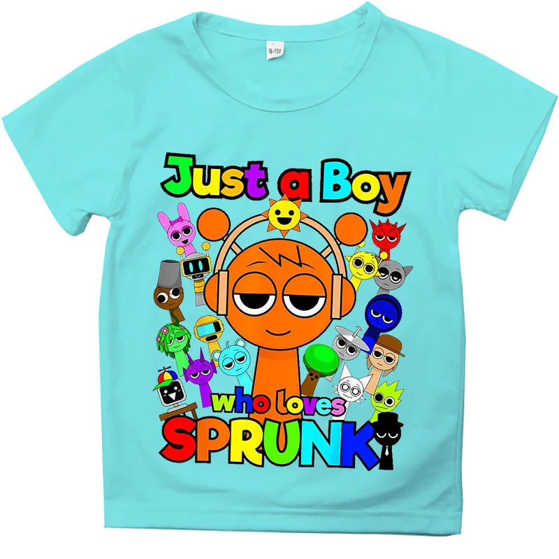 Summer Game Sprunki Incredibox Cartoon Print Cotton Kids T-Shirts Boys Casual Short Sleeve Baby Girls Clothes Children Tee Tops