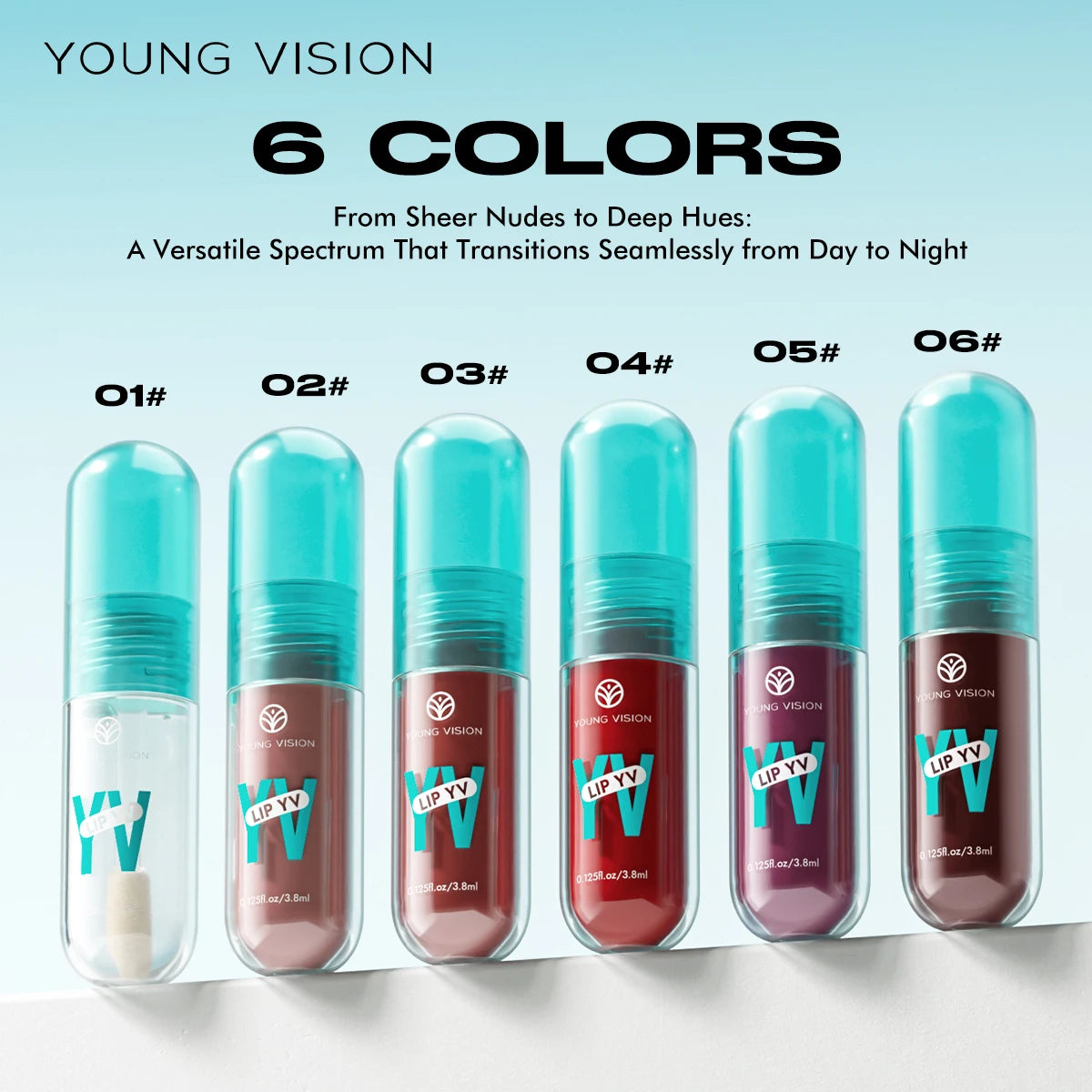 YOUNG VISION 6-Shade Avocado Long-Lasting Moisturizing Lip Stain is lightweight, non-sticky, non-stick cup lip stain
