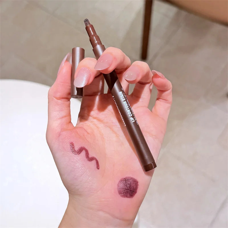 8Color Lip Liner Pen Set Long-Lasting Waterproof Sweatproof Easy Coloring Non-fading Color Rendering Lip Gloss Set Beauty Makeup