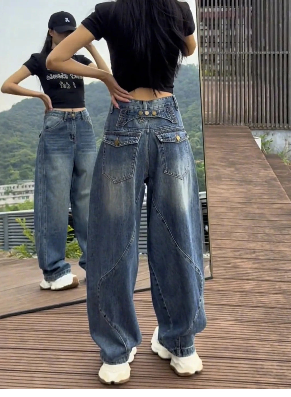 High Waist Wide Leg Jeans Women's Thin Denim Pants Loose Fit Straight Full Length Jeans plus Size Casual Sle