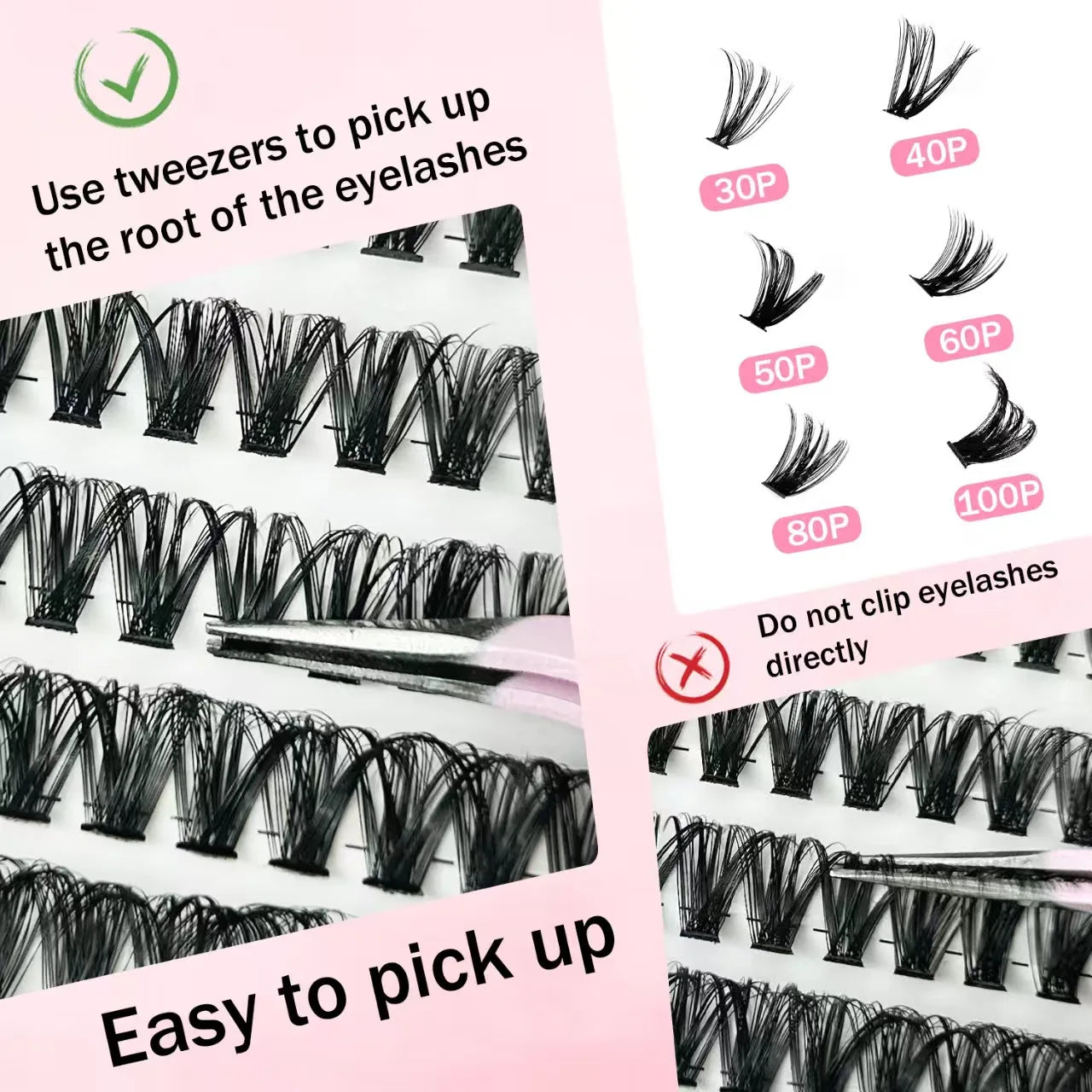 QIUNING Eyelash Clusters Kit Fluffy Individual Lashes Lash Bond and Seal and Remover Faux Mink Lashes Eyelash Extension DIY