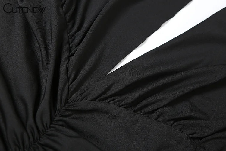 Nibber Elegant Women Long Dresses Solid Hipster Halter V-neck Backless Shirring Side Split Vestidos Female High Street New Robe