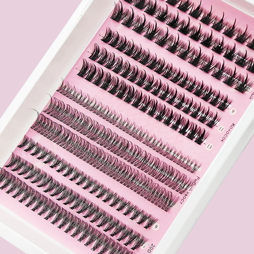 QIUNING Manga Lash Clusters Kit Clear Fairy Wet-Look Spiky Anime Eyelashes Individual Lashes Bond for Cosplay And Makeup