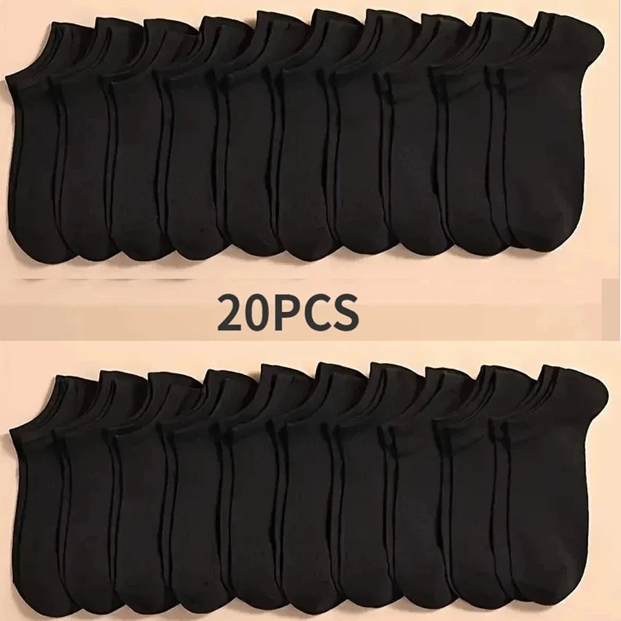 10pairs / Low Black And White Gray Cotton Socks Men's Socks Breathable Sports Socks Men's Short Socks Women's Socks EU37-44