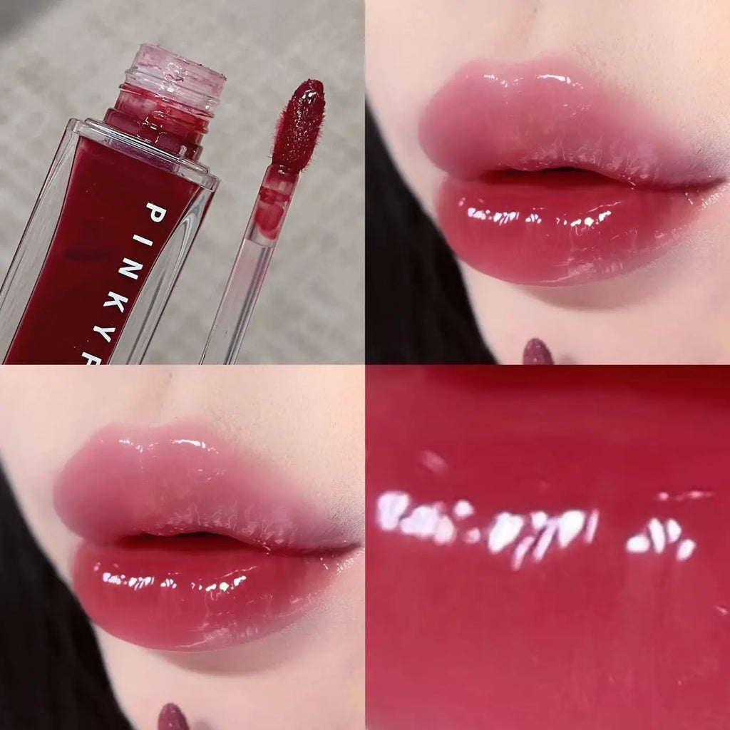 Pinkyfocus Mirror Lip Glaze - Moisturizing, Long-Lasting, Non-Stick Cup, Brightens Skin Tone, Waterproof Lip Gloss Creates Hydrated and Plump Lips, Suitable for All Skin Tones, Holiday Gift