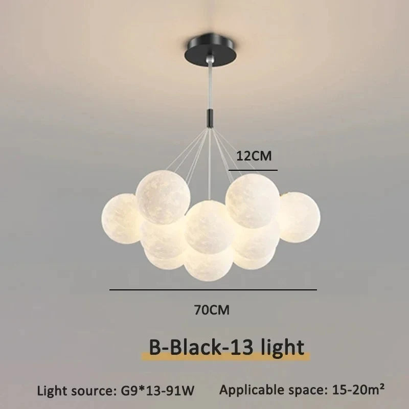 Modern Minimalist LED Ceiling Pendant Lamps Design Cream Ball Chandelier Light Home Decor for Living Dinning Room Bedroom Indoor