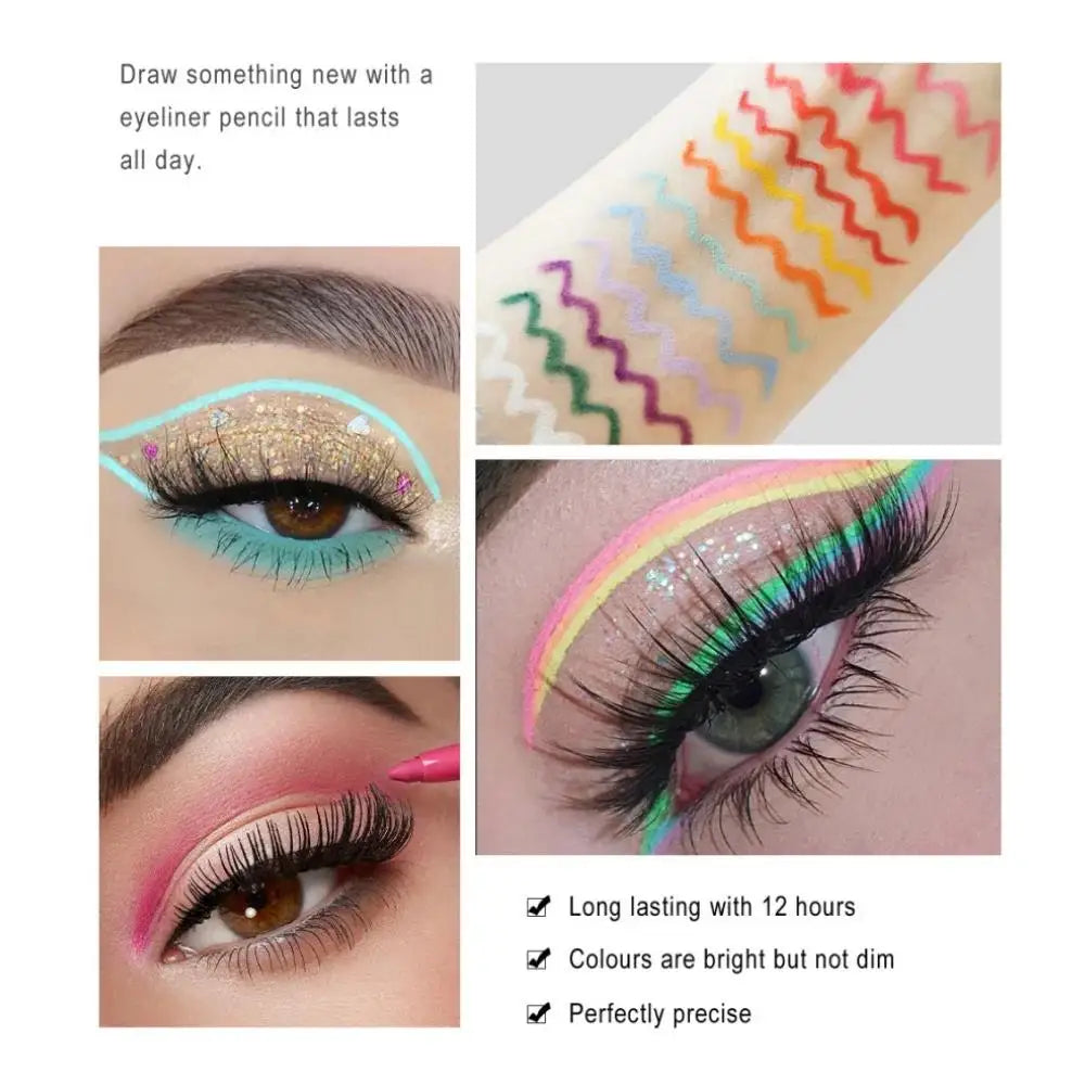 Waterproof Creamy Eyeliner Pencil Set Long Lasting Smooth Gel Professional Eye Makeup Vibrant Colors Kit
