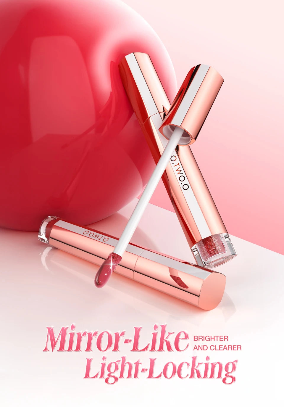 O.TWO.O Liquid Lip Gloss Lipstick Glossy Finish High-Shine Long Lasting Moisturize Non-Stick Glassy Lips Glossy Lip Stain Makeup