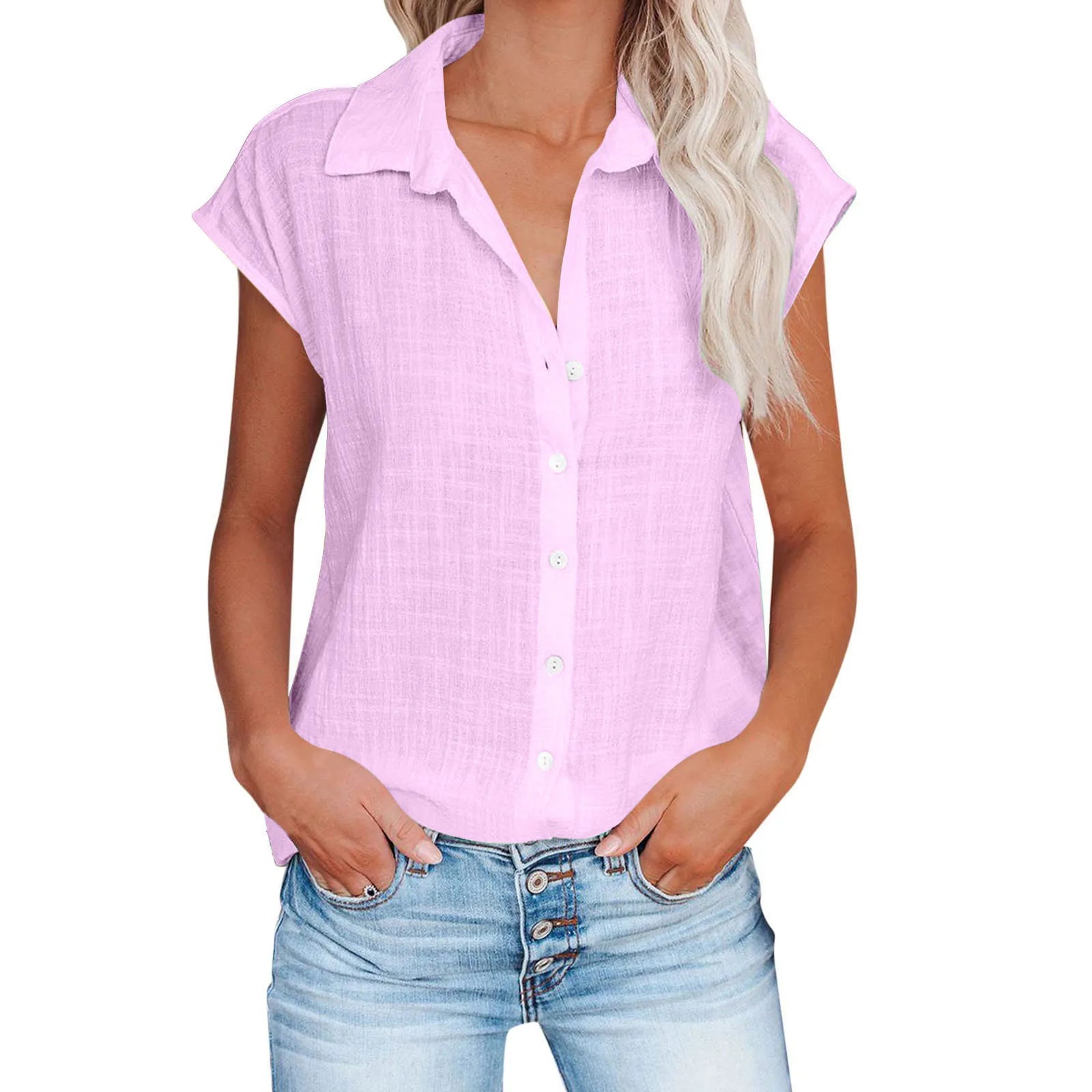 Summer Solid Cotton Linen Shirt Women's Clothing Casual Short Sleeve Tops Tee Ladies T-Shirts Blusas Thin Loose T Shirt Woman