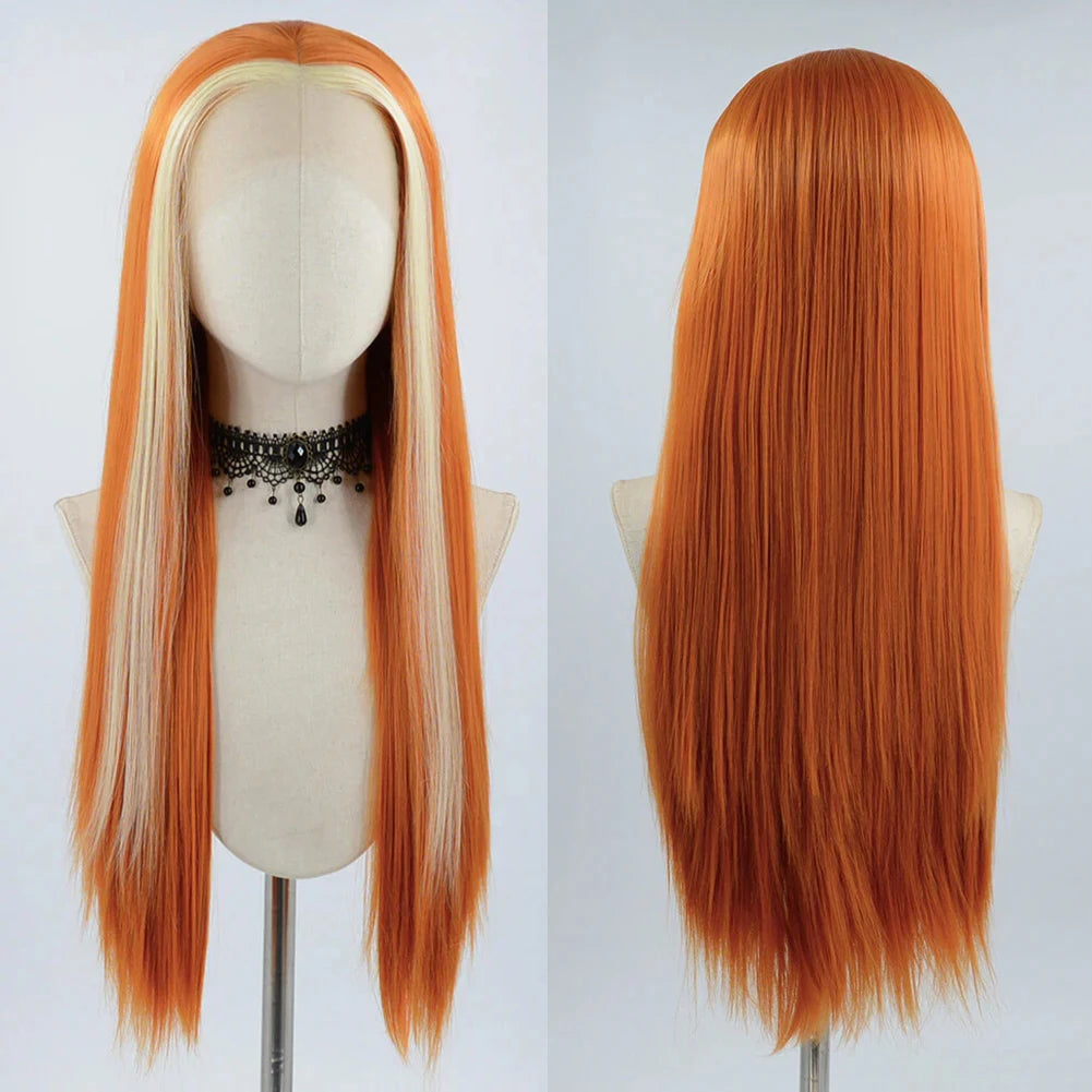 Charisma Synthetic Lace Front Wig Long Silky Straight Hair Heat Resistant Hair Synthetic Wigs For Women Ginger Blonde Wig