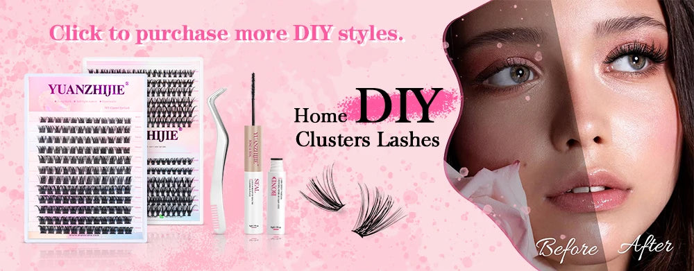YUANZHIJIE DIY Cluster Eyelash Extension 12lines Dovetail Segmented Lashes Natural Lighter Bundle Makeup Supplies