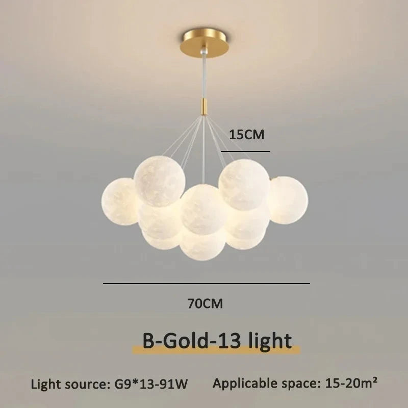 Modern Minimalist LED Ceiling Pendant Lamps Design Cream Ball Chandelier Light Home Decor for Living Dinning Room Bedroom Indoor