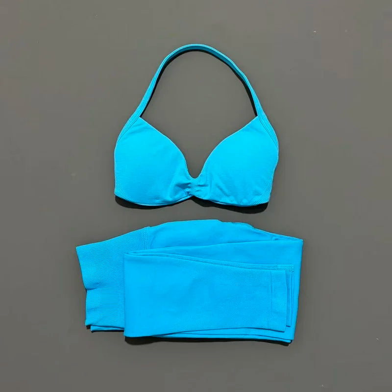 2 Piece Yoga Clothes Women Tracksuit Athletic Wear Pilates Fitness Suit Gym Workout Push Up Clothes Sports Bra Leggings Suit