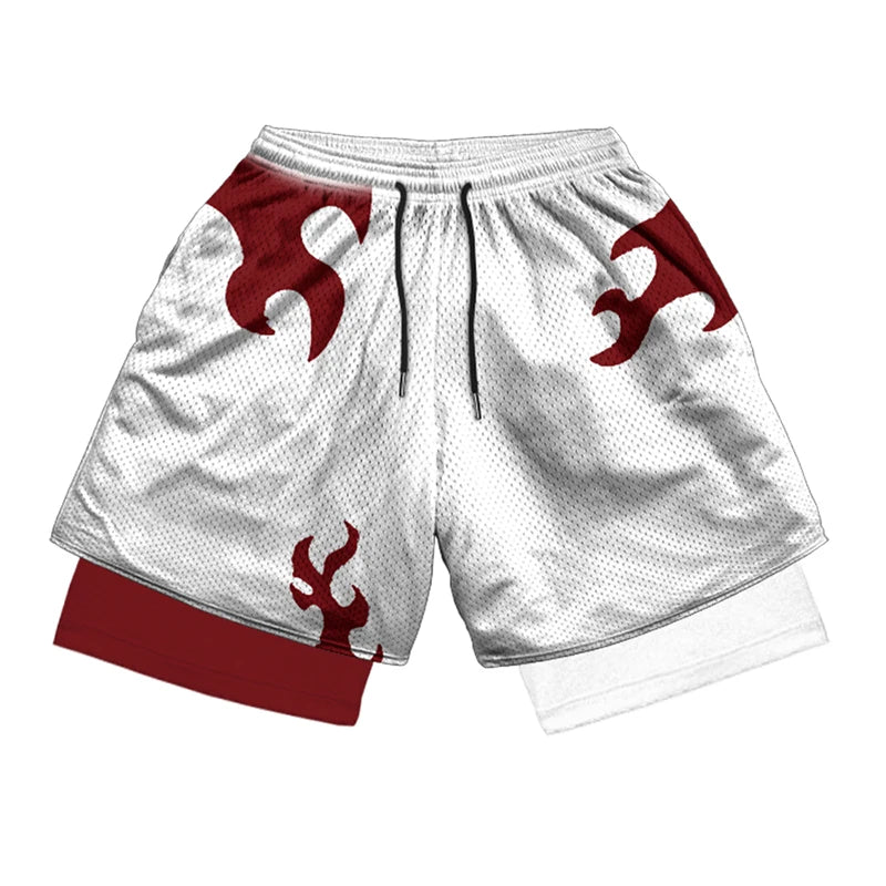 2 in 1 Athletic Gym Shorts for Men Stylish 3D Print Shorts with Pockets Quick Dry Stretchy Summer Sports Fitness Running Jogging