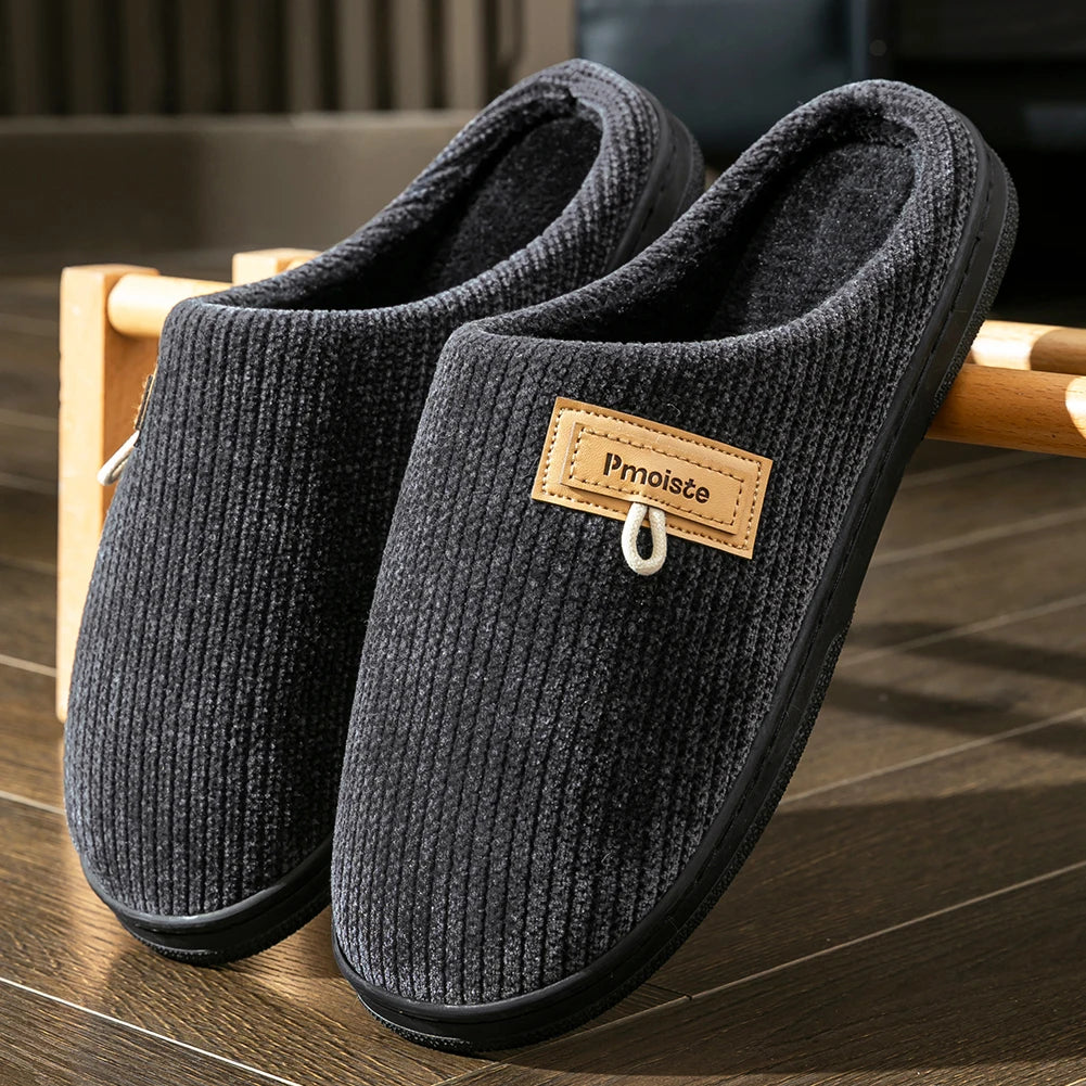 House Slippers for Men Warm Non Slip Indoor Knitted Memory Foam TPR Sole Cushion Home Shoes Winter Luxury Designer Comfort
