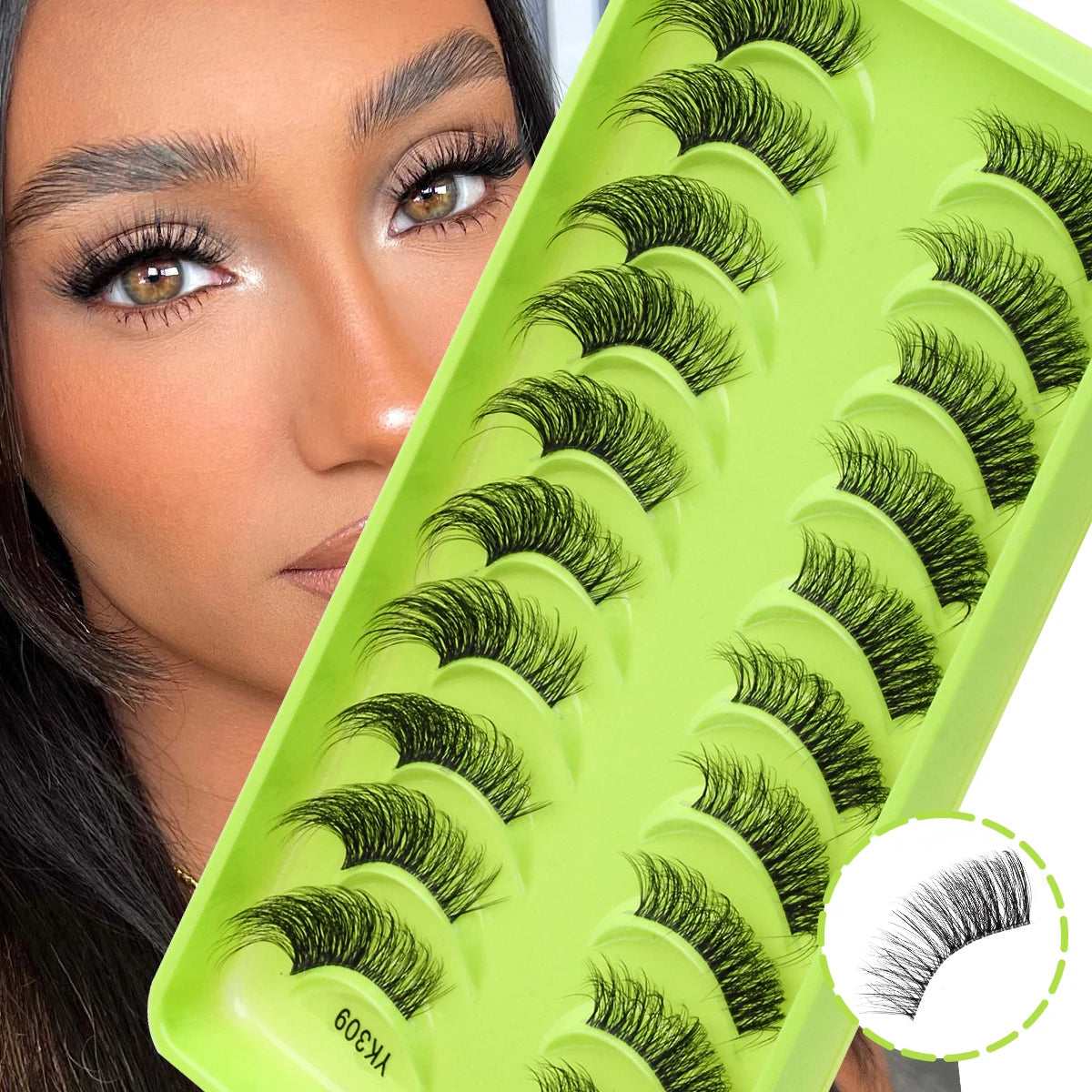 New Half Eyelashes 3/10Pairs Half Lashes Natural 3D Cat Eye Lashes Clear Stem False Eyelash Extension Makeup Faux Cils maquiagem