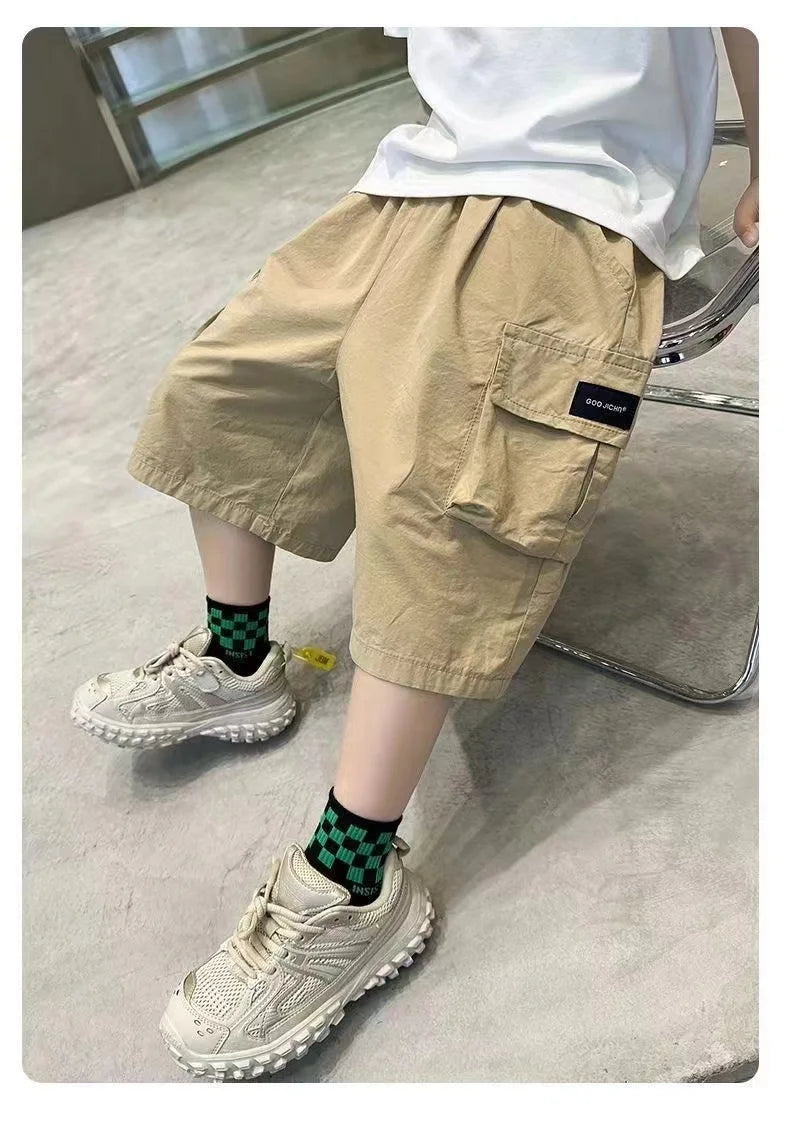 3-14 Years New Fashion Summer Boys Shorts Cotton Big Pocket Half Trousers For Kids Children Outdoor Sport Pants