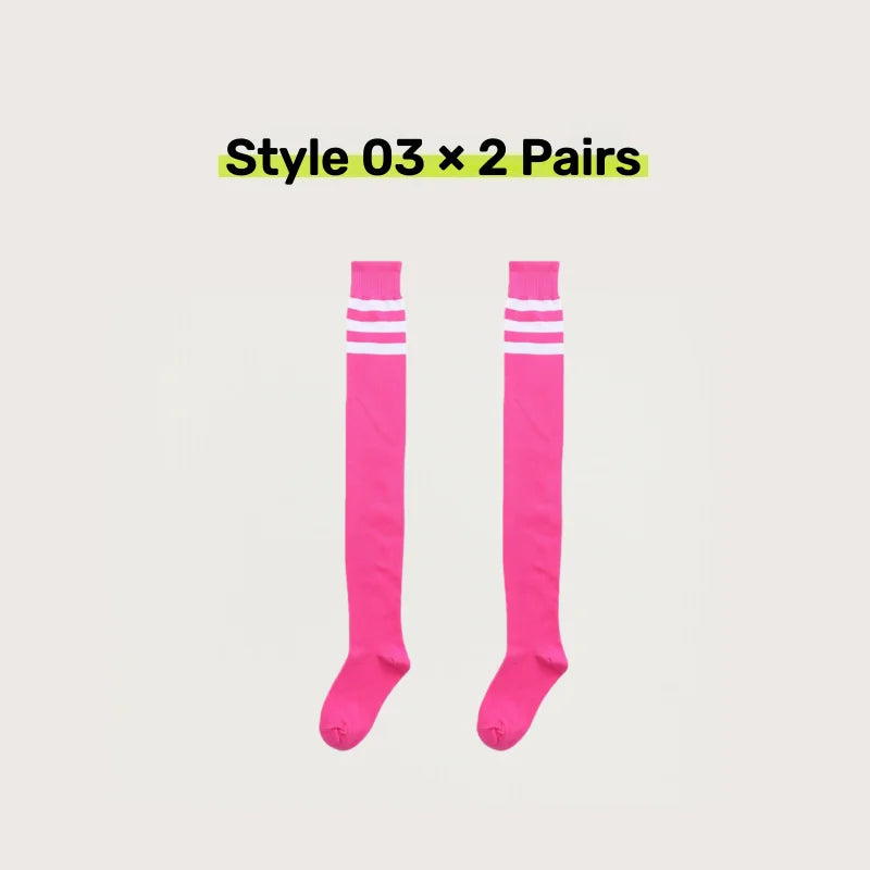 2 Pairs Women's Over The Knee Socks Cotton Thigh High Socks Black White Blue Colorful Striped Pattern Fashion Casual Daily Wear