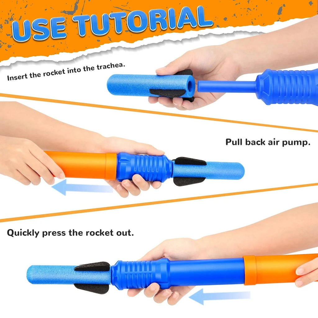 Hand-Propelled Rocket Launcher Toy Set Foam Rocket Children's Outdoor Birthday Gift Funny Summer Garden Game Party Discount