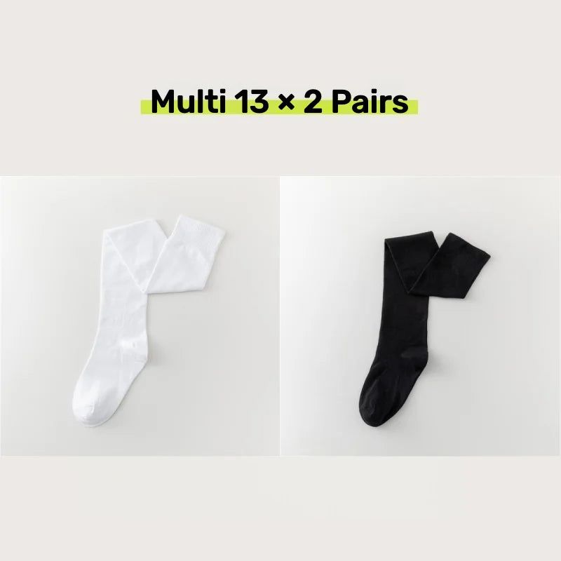 2 Pairs Women's Over The Knee Socks Cotton Thigh High Socks Black White Blue Colorful Striped Pattern Fashion Casual Daily Wear