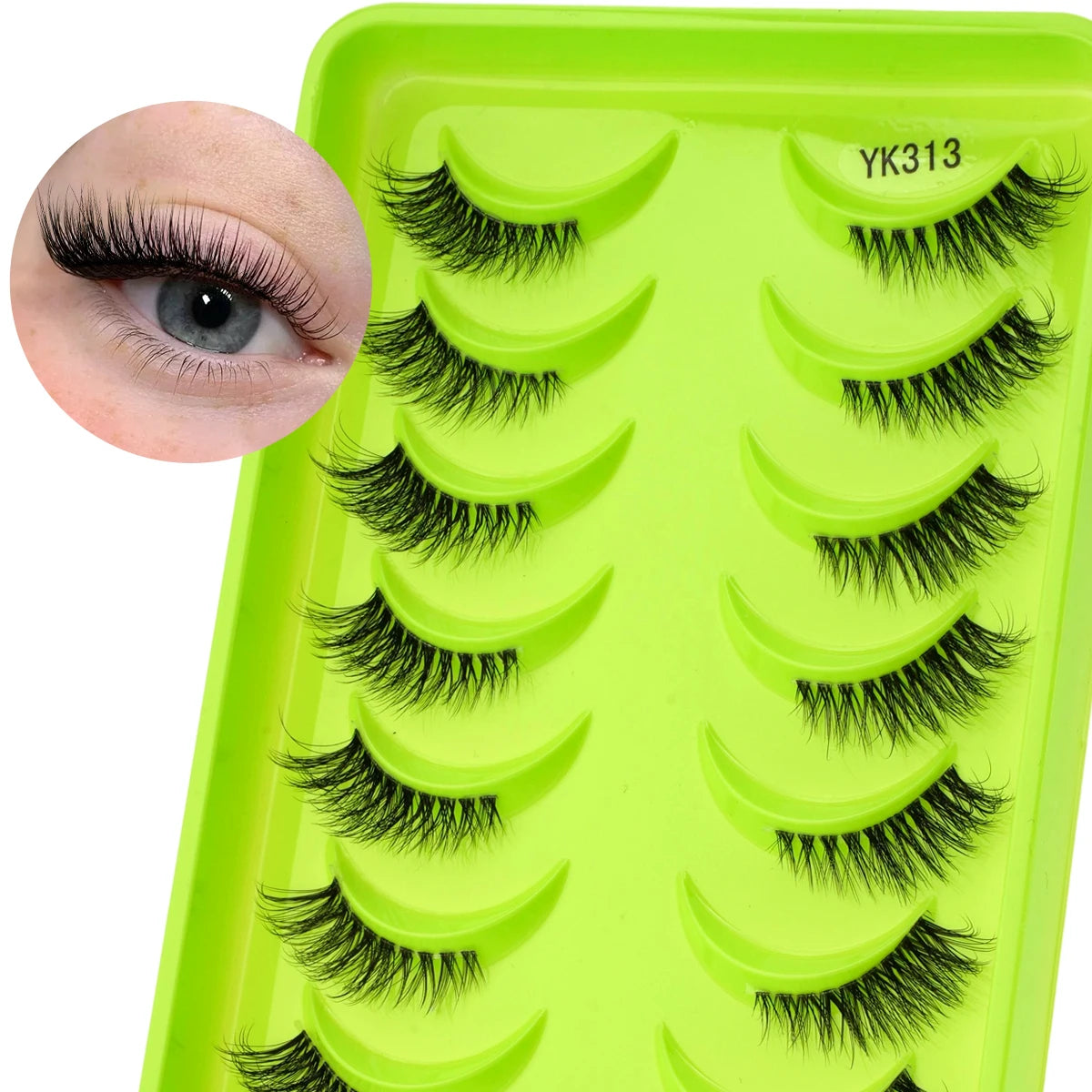 New Half Eyelashes 3/10Pairs Half Lashes Natural 3D Cat Eye Lashes Clear Stem False Eyelash Extension Makeup Faux Cils maquiagem