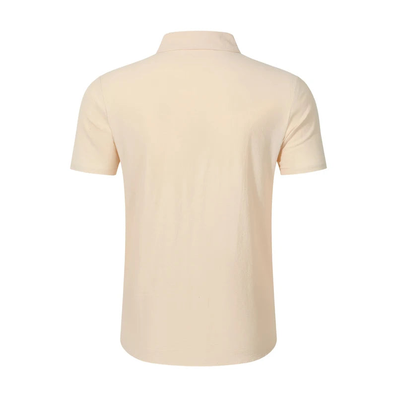 Men's Linen Casual Short Sleeve Shirt Lapel Collar Button Lightweight Breathable Summer Daily Beach Vacation Work Shirt for Men