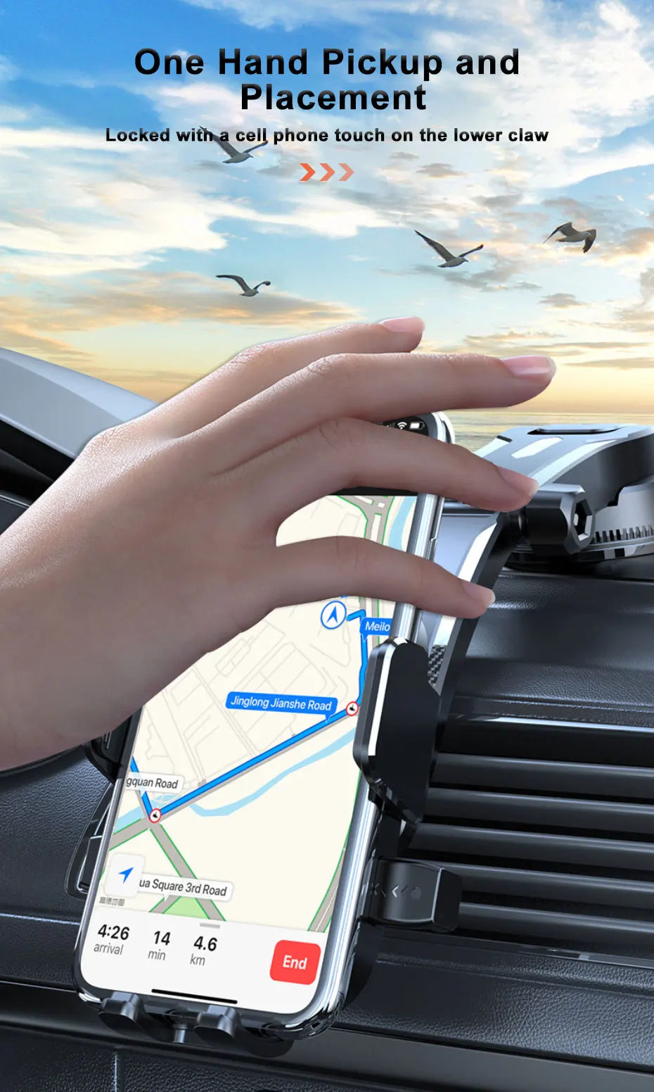 SEAMETAL Car Dashboard Phone Bracket Universal Auto Cellphone Stand For GPS Navigation Universal Desk Windshield Hanging Holder