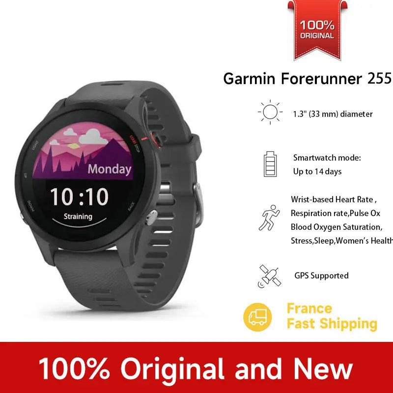 Garmin Forerunner 255 Garmin watch Garmin Sports Smartwatch 46mm 1.3'' Color Screen 14 Days Battery Life 4GB RAM NFC Bluetooth Wifi 5ATM Waterproof
