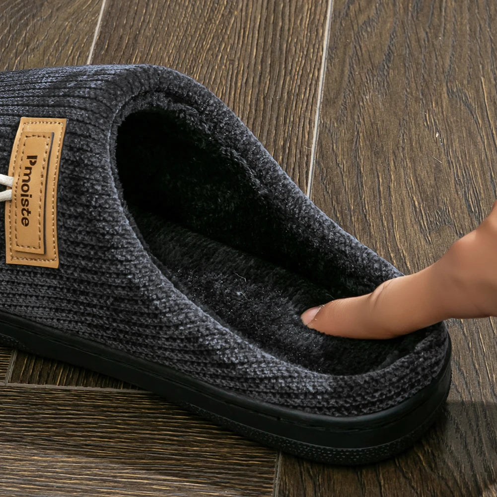 House Slippers for Men Warm Non Slip Indoor Knitted Memory Foam TPR Sole Cushion Home Shoes Winter Luxury Designer Comfort