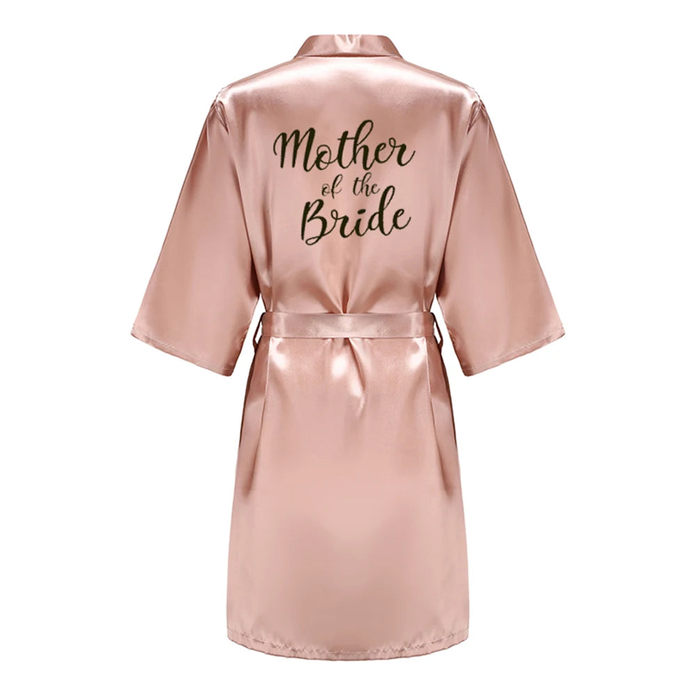 Bride Bridesmaid Wedding Robe Kimono Bathrobe Gown Nightgown Casual Satin Short Women Sexy Nightwear Sleepwear YS1666