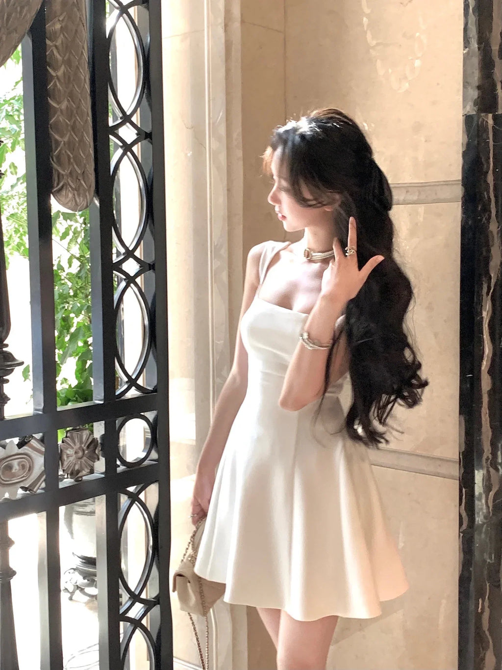 Elegant Korean Fashion Summer Evening Party Red U-neck Sling Dress Lady Casual High Waist Sleeveless Strap Mini Dress for Women