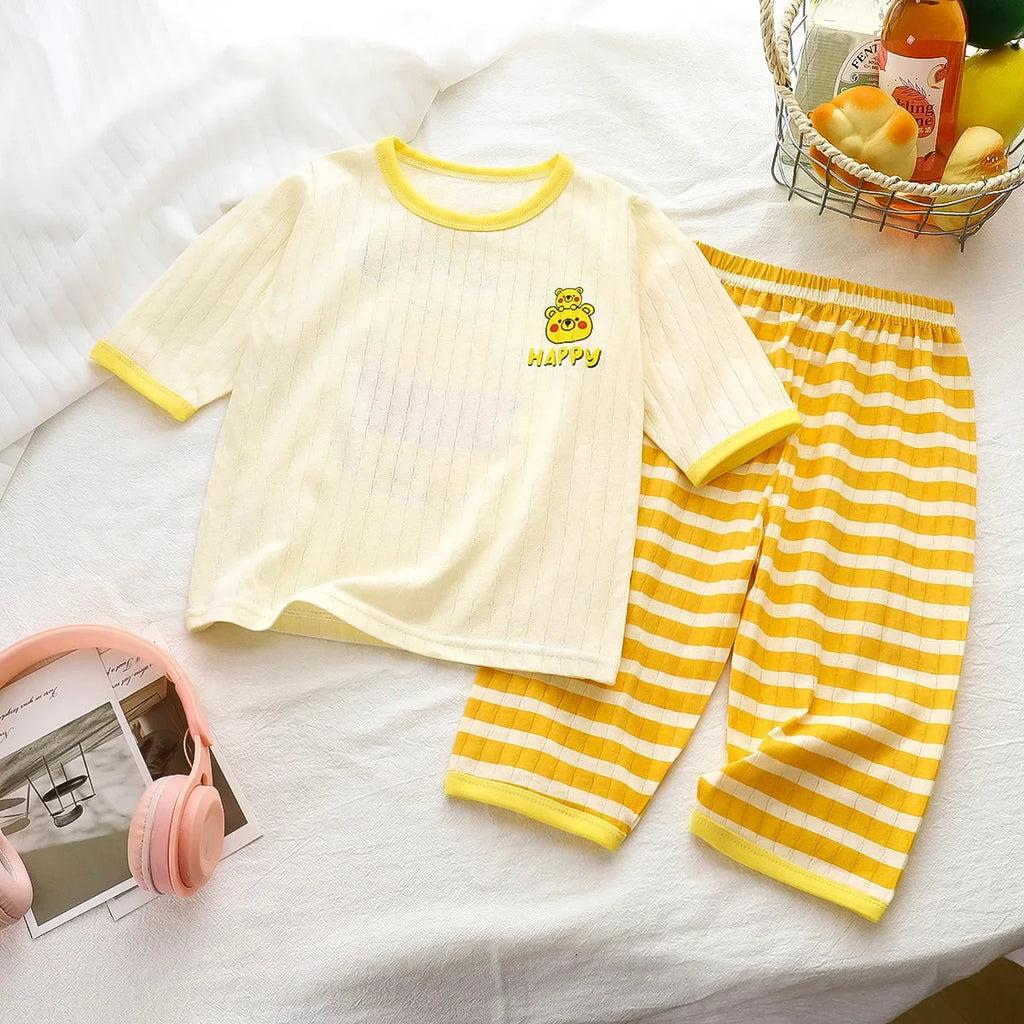 Kids Clothes Children's Set 100 Cotton Summer Pajamas Boys Girls Home Clothes Air Conditioning Clothes Loungewear Outfit