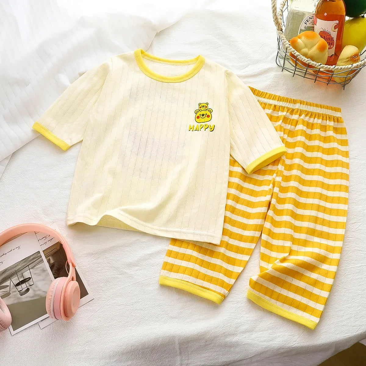Kids Clothes Children's Set 100 Cotton Summer Pajamas Boys Girls Home Clothes Air Conditioning Clothes Loungewear Outfit