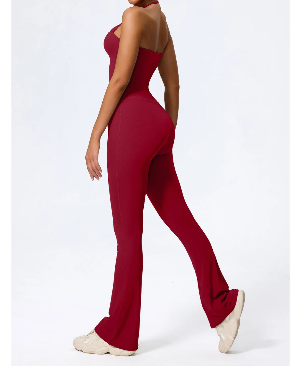 New Summer Women Sleeveless Yoga Jumpsuit Female Gym Flared Overalls Neck-hanging Backless Sportswear Sport Outfit For Woman