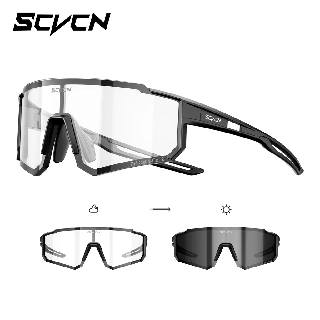 SCVCN Photochromic Hiking Eyewear Cycling Glasses Sports Sunglasses for Women Outdoor Road  MTB Bike Glasses UV400 Men Windproof