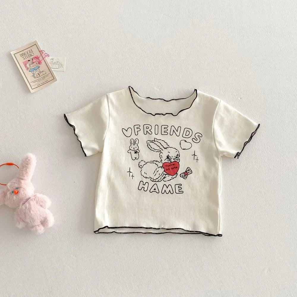 18M-5-year-old Baby Casual Clothes Cute Cartoon Animal Print Short Sleeved T-shirt Boys and Girls Daily Versatile Summer New