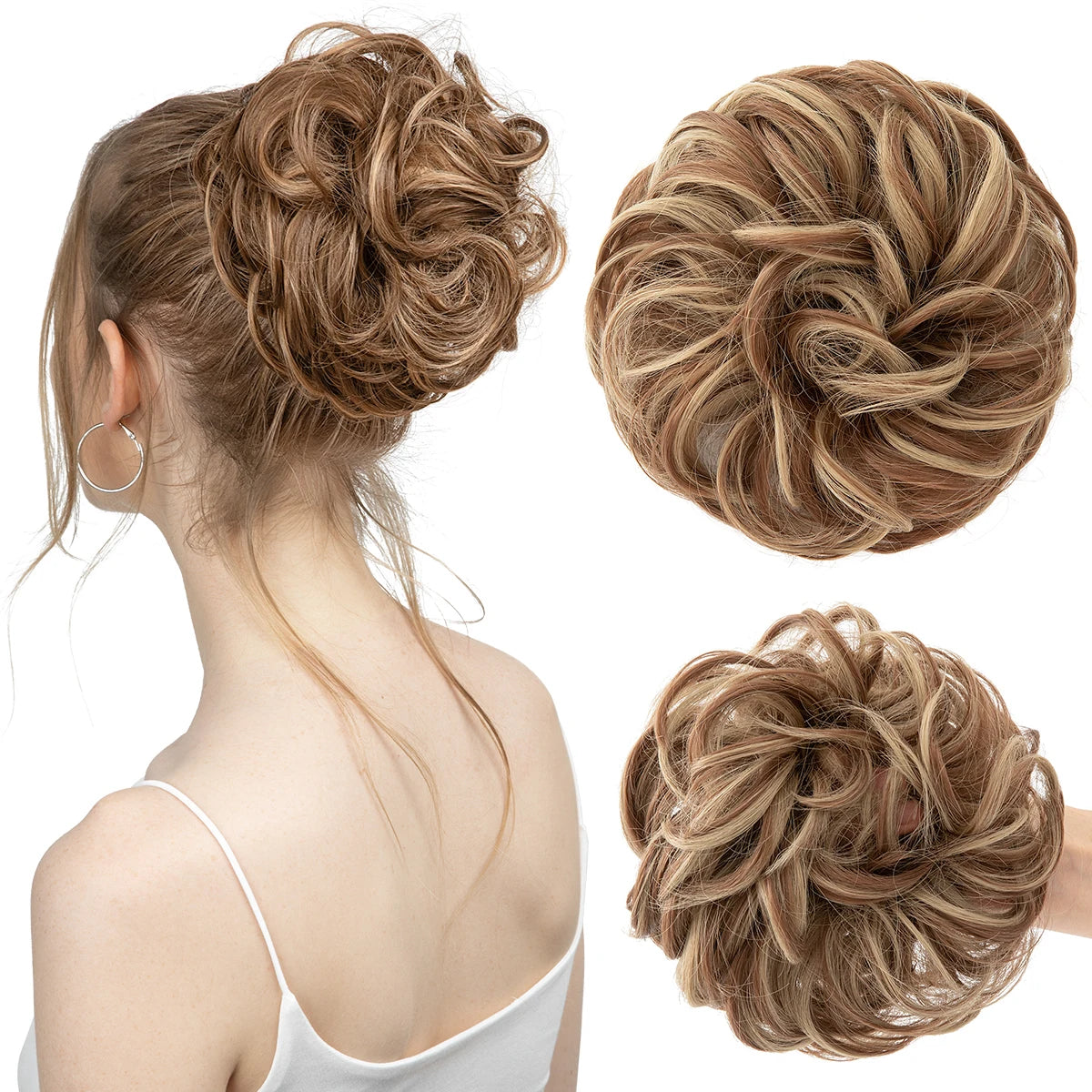 Synthetic Messy Hair Bun Extensions Big Curly Elastic Hair Scrunchies Hairpieces Chignon Donut Updo Hair Pieces for Women