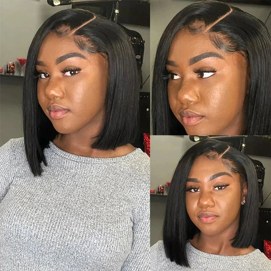 13x4 Bone Straight Lace Frontal Wigs Short Bob Preplucked 4x4 Transparent Lace Front Wig Brazilian 100% Human Hair 12 14 16 Inch