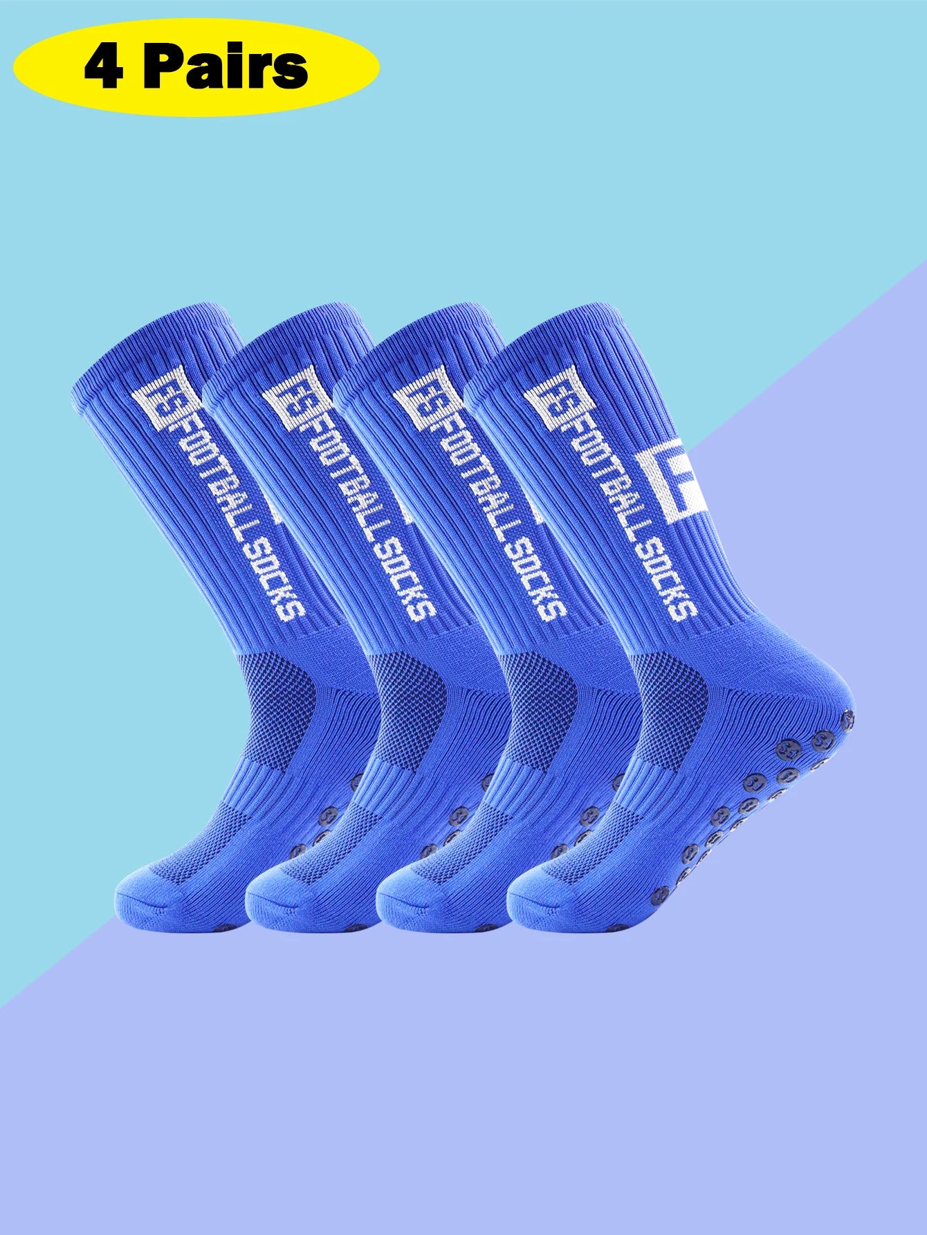 4 Pairs Men's Soccer Socks Anti Slip Non-Slip Gripper Pads for Football Basketball Sports With Grippers Socks