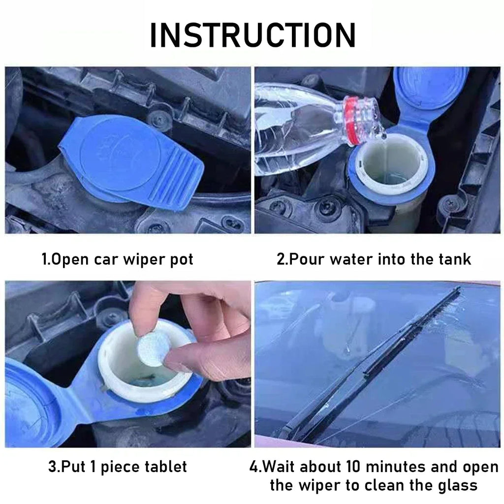 Car Windshield Glass Concentrated Washer Tablets Car Effervescent Washer Fluid Wiper Glass Solid Cleaning Tablets for Car Window