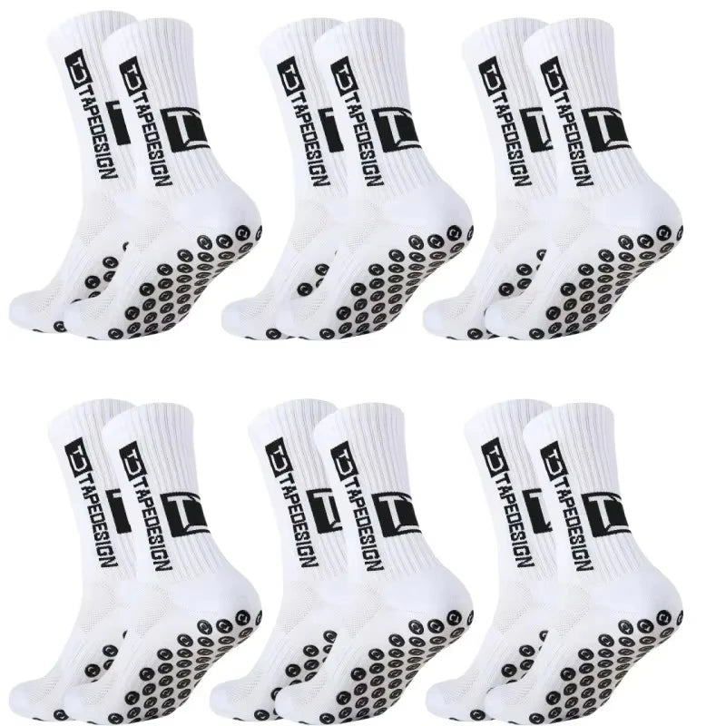 1/4/6 parirs of size 36-40 Children's and Women TC mid tube glued football non slip socks for sports training and competition