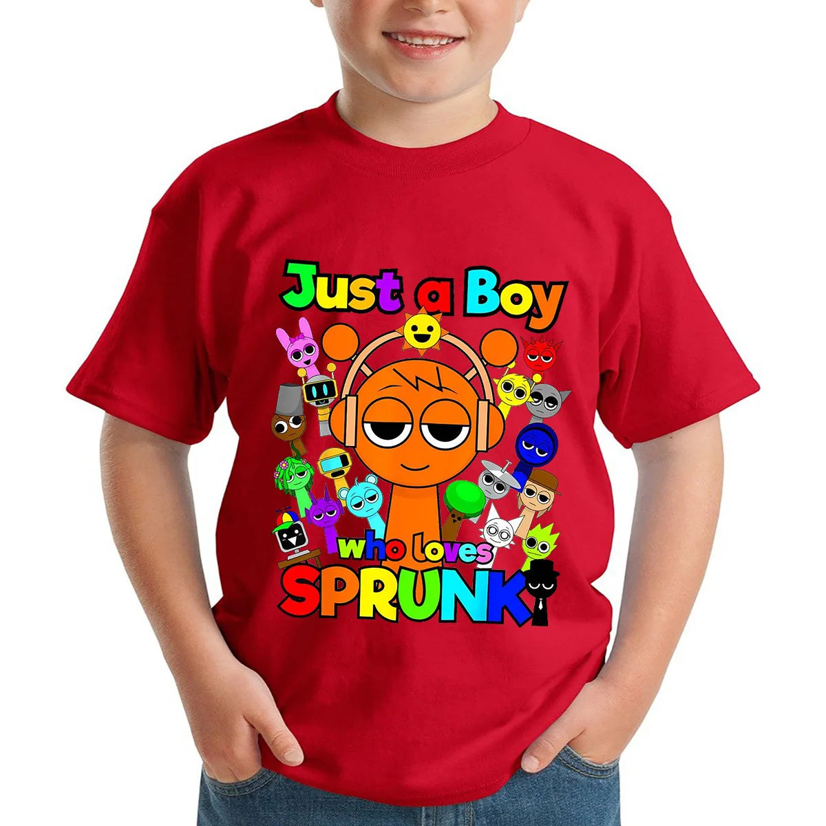 Summer Game Sprunki Incredibox Cartoon Print Cotton Kids T-Shirts Boys Casual Short Sleeve Baby Girls Clothes Children Tee Tops