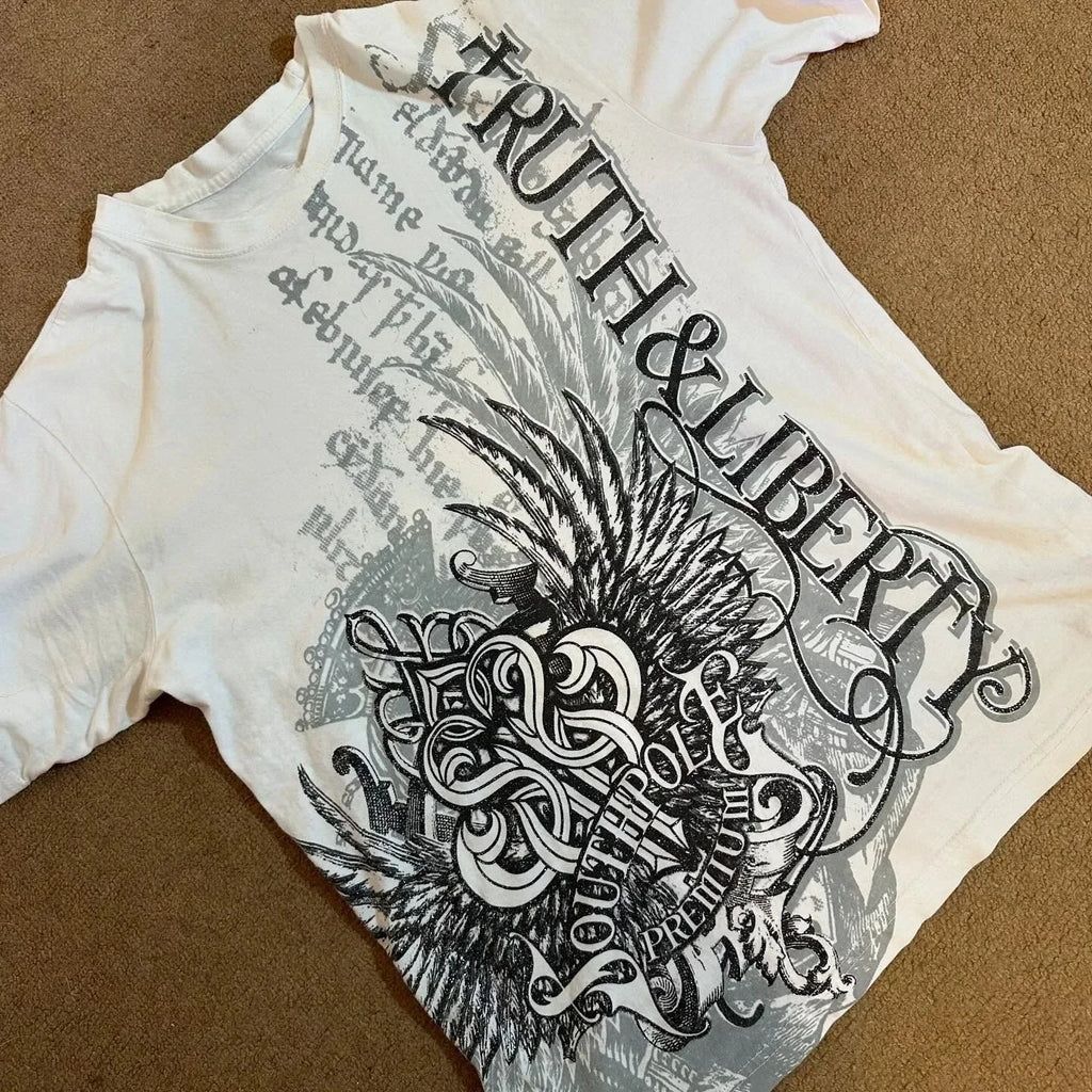 Hip Hop T-Shirt Streetwear Women Vintage Graphic American Style Fashion Baggy Pure Tops Leisure Couple Short Sleeves Clothing