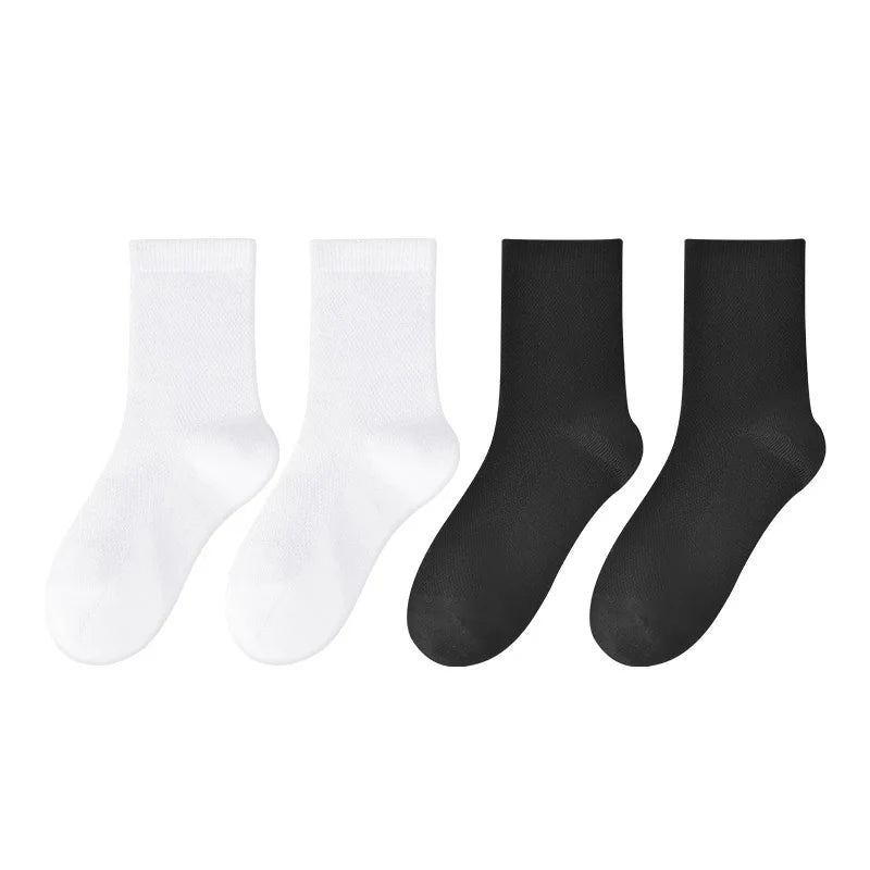 Children's pure cotton seamless socks,mesh thin mid-calf style for summer, suitable for students to wear to school, for sports